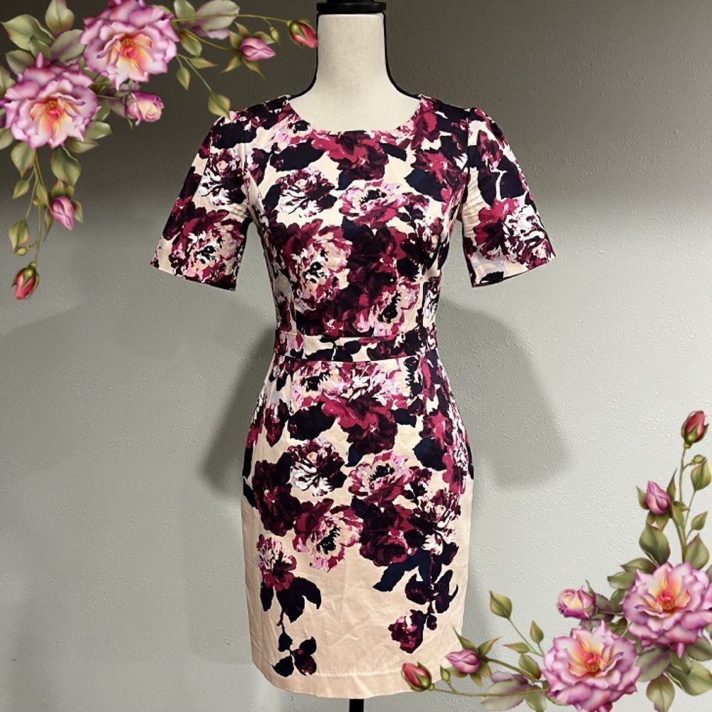 YuLinGe Shift Dress Women Purple Floral Print Party‎ New Year Cocktail
